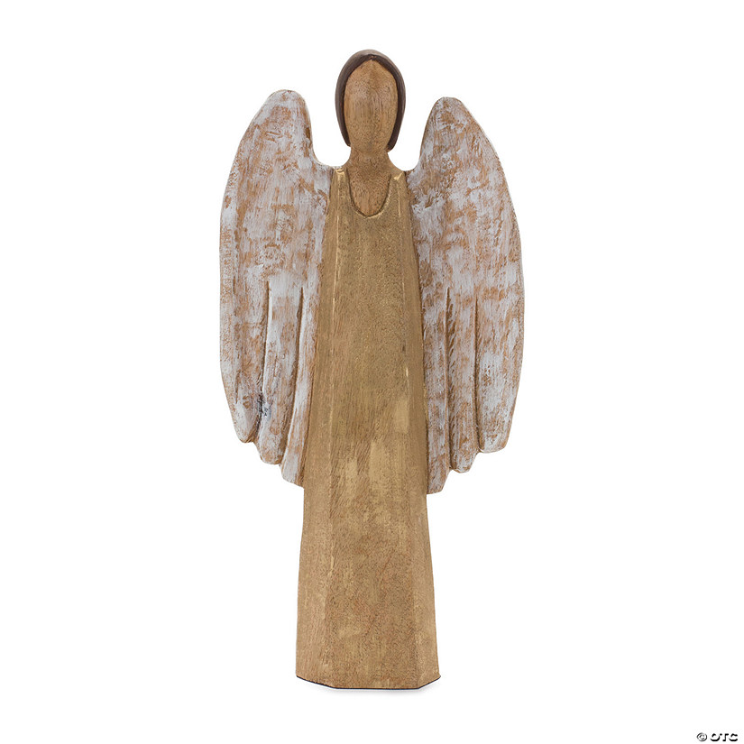 Carved Wood Angel Statue 18"H Wood Image