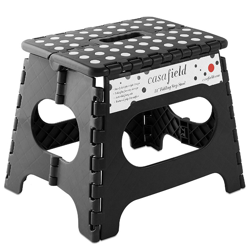 Casafield 11" Collapsible Folding Plastic Kitchen Step Foot Stool with Handle - Black Image