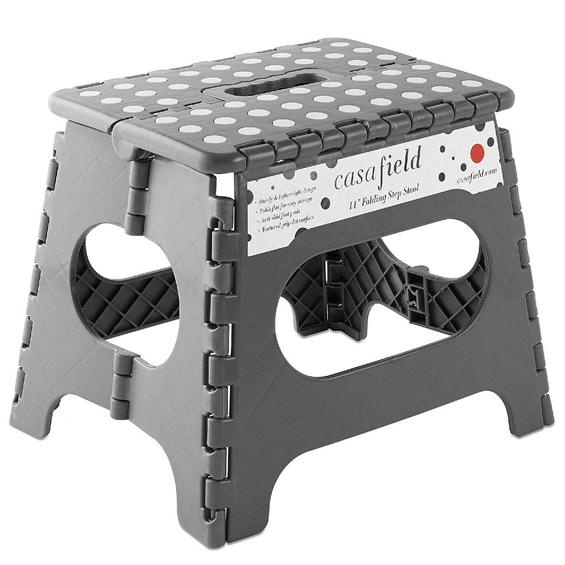 Casafield 11" Collapsible Folding Plastic Kitchen Step Foot Stool with Handle - Gray Image