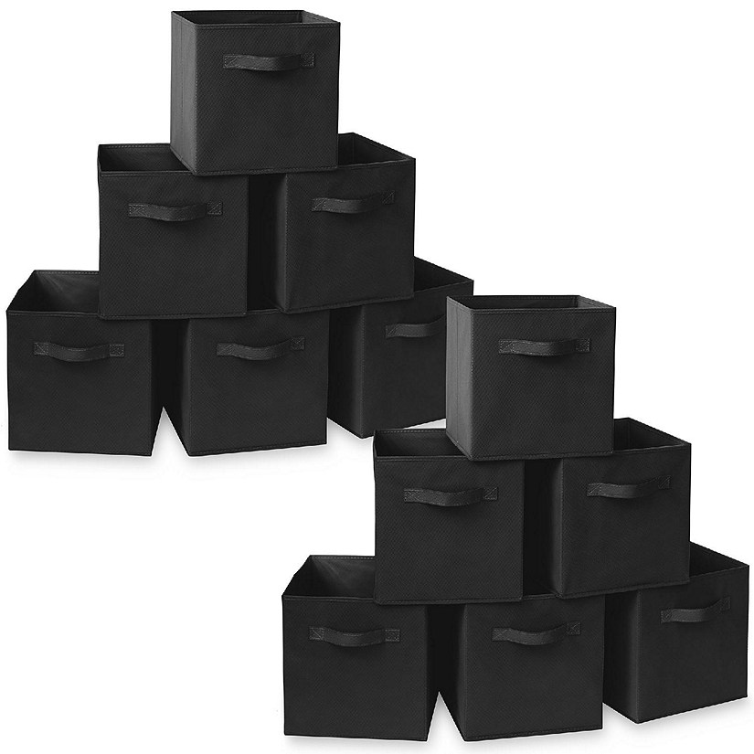 Casafield 12 Collapsible 11" Fabric Cubby Cube Storage Bin Baskets for Shelves - Black Image