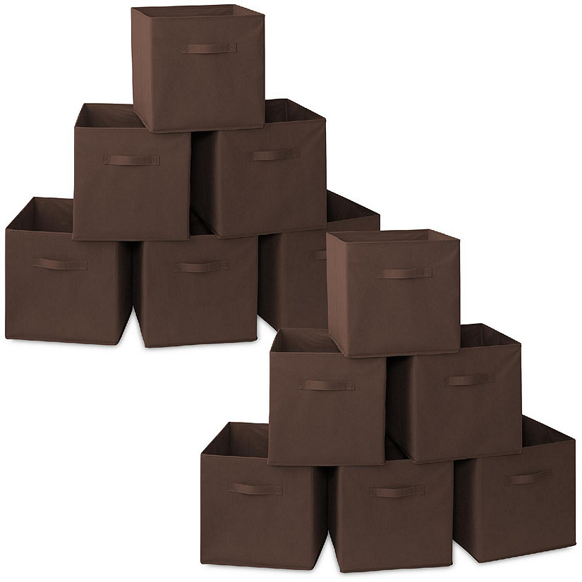 Casafield 12 Collapsible 13" Fabric Cubby Cube Storage Bin Baskets for Shelves - Brown Image