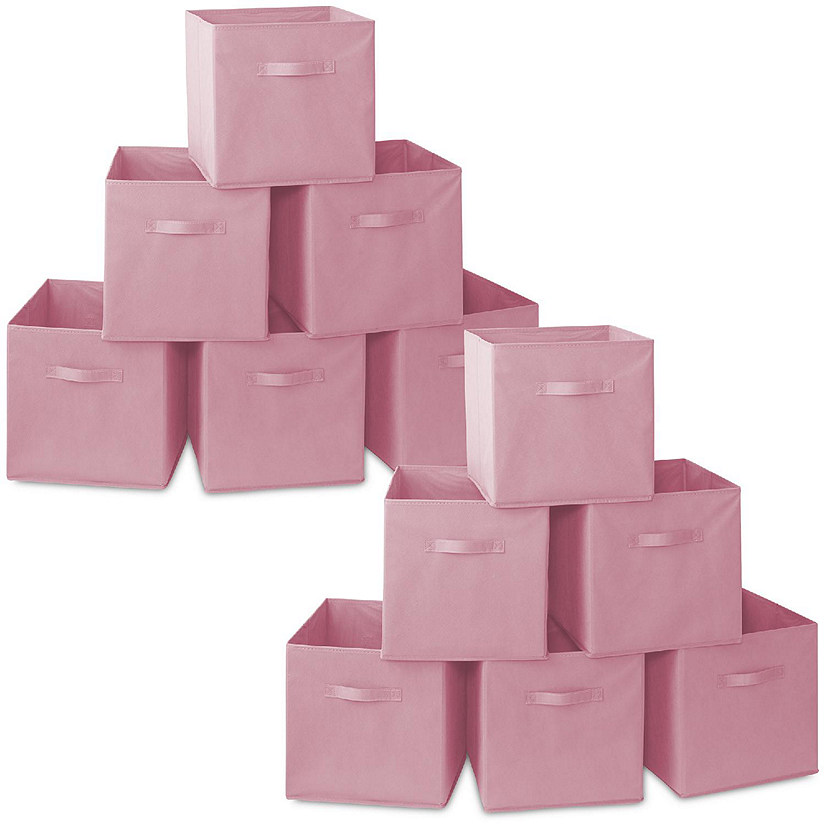 Casafield 12 Collapsible 13" Fabric Cubby Cube Storage Bin Baskets for Shelves - Pink Image