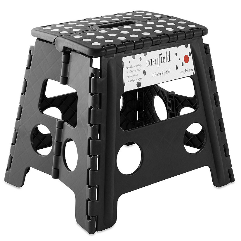 Casafield 13" Collapsible Folding Plastic Kitchen Step Foot Stool with Handle - Black Image