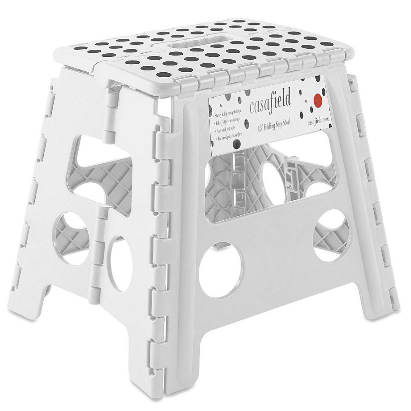 Casafield 13" Collapsible Folding Plastic Kitchen Step Foot Stool with Handle - White Image