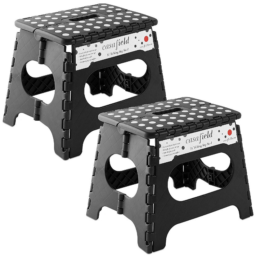 Casafield 2 Pack - 11" Collapsible Kids Folding Plastic Kitchen Step Foot Stool, Black Image
