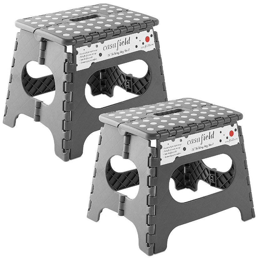 Casafield 2 Pack - 11" Collapsible Kids Folding Plastic Kitchen Step Foot Stool, Gray Image