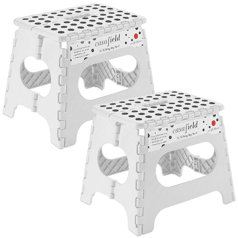 Casafield 2 Pack - 11" Collapsible Kids Folding Plastic Kitchen Step Foot Stool, White Image