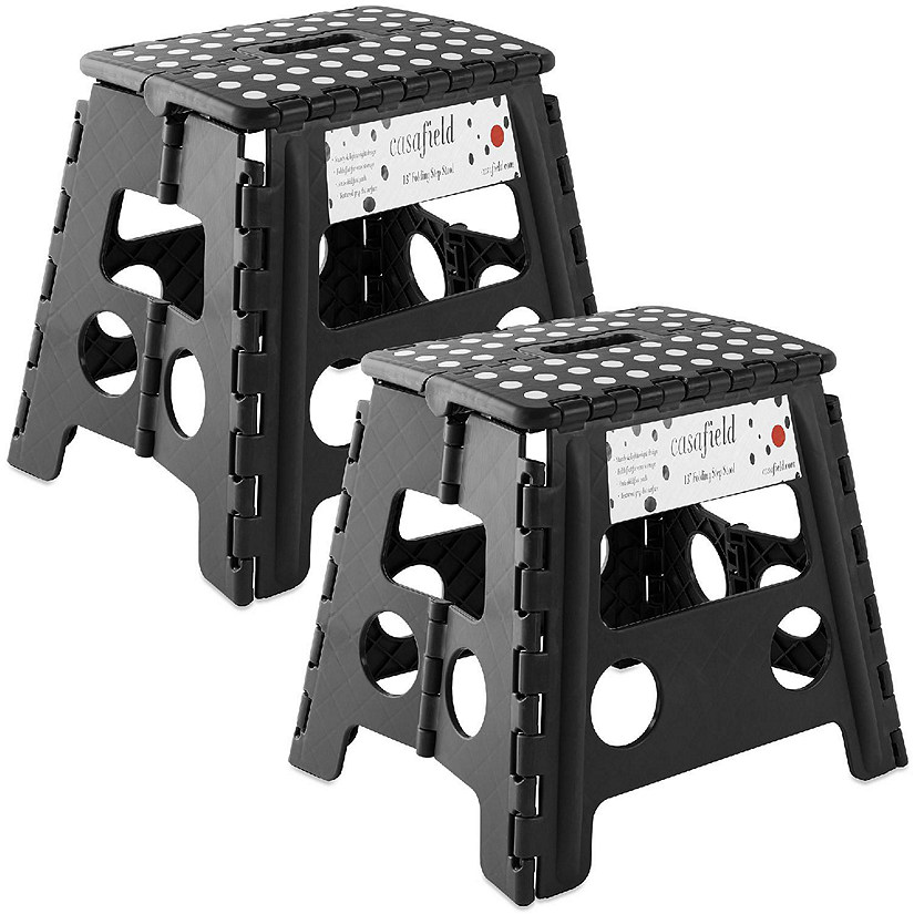 Casafield 2 Pack - 13" Collapsible Kids Folding Plastic Kitchen Step Foot Stool, Black Image