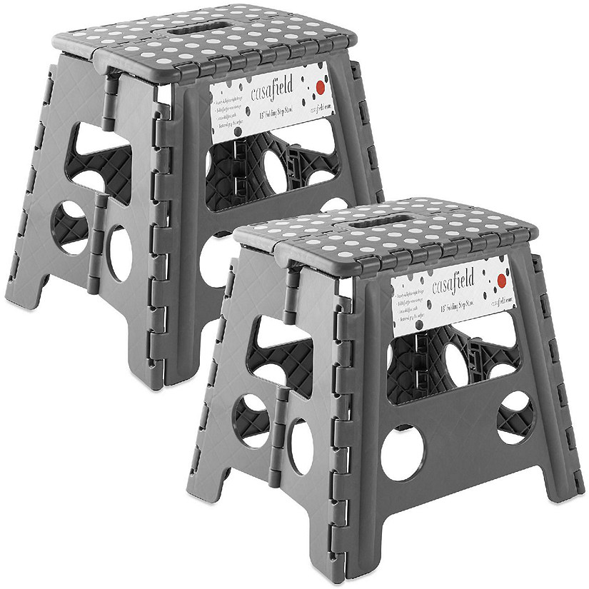 Casafield 2 Pack - 13" Collapsible Kids Folding Plastic Kitchen Step Foot Stool, Gray Image
