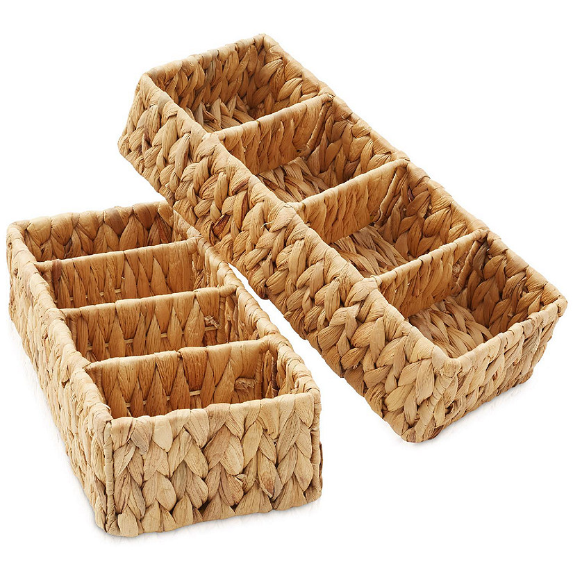 Casafield 2pk Hyacinth 4-Section Storage Baskets, Natural - Woven Storage Bin Organizers Image