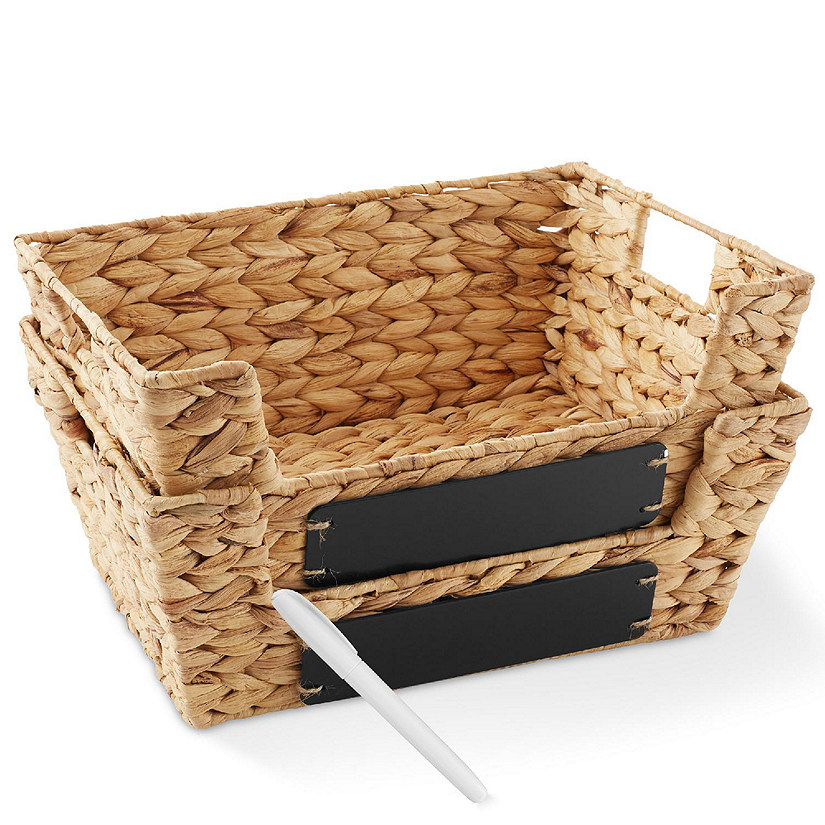 Casafield 2pk Wide Pantry Baskets, Hyacinth Wicker Kitchen Shelf Storage Bins, Natural Image