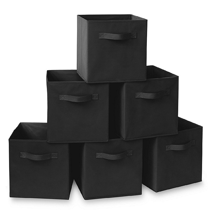 Casafield 6 Collapsible 11&quot; Fabric Cubby Cube Storage Bin Baskets for Shelves - Black Image