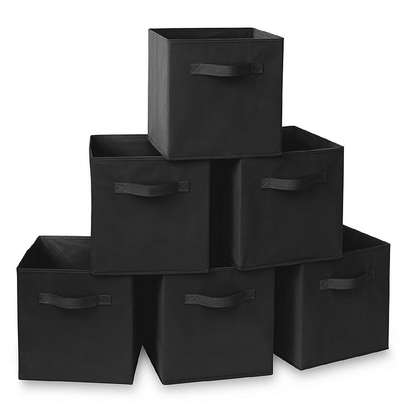 Casafield 6 Collapsible 11" Fabric Cubby Cube Storage Bin Baskets for Shelves - Black Image