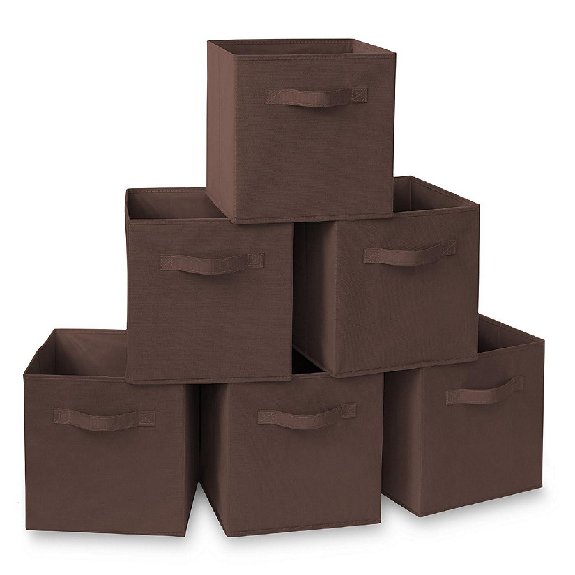 Casafield 6 Collapsible 11" Fabric Cubby Cube Storage Bin Baskets for Shelves - Brown Image