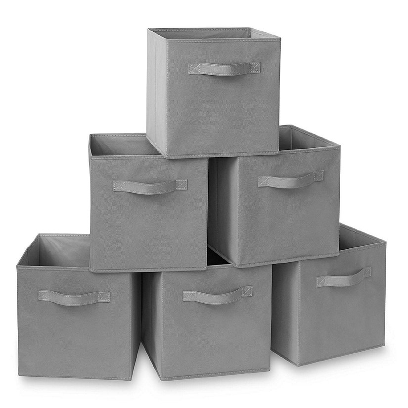 Casafield 6 Collapsible 11" Fabric Cubby Cube Storage Bin Baskets for Shelves - Gray Image