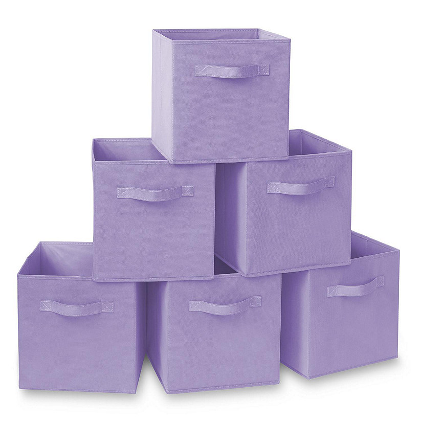 Casafield 6 Collapsible 11" Fabric Cubby Cube Storage Bin Baskets for Shelves - Lavender Image