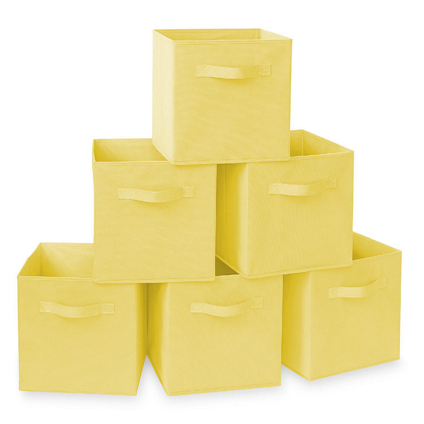 Casafield 6 Collapsible 11" Fabric Cubby Cube Storage Bin Baskets for Shelves - Yellow Image