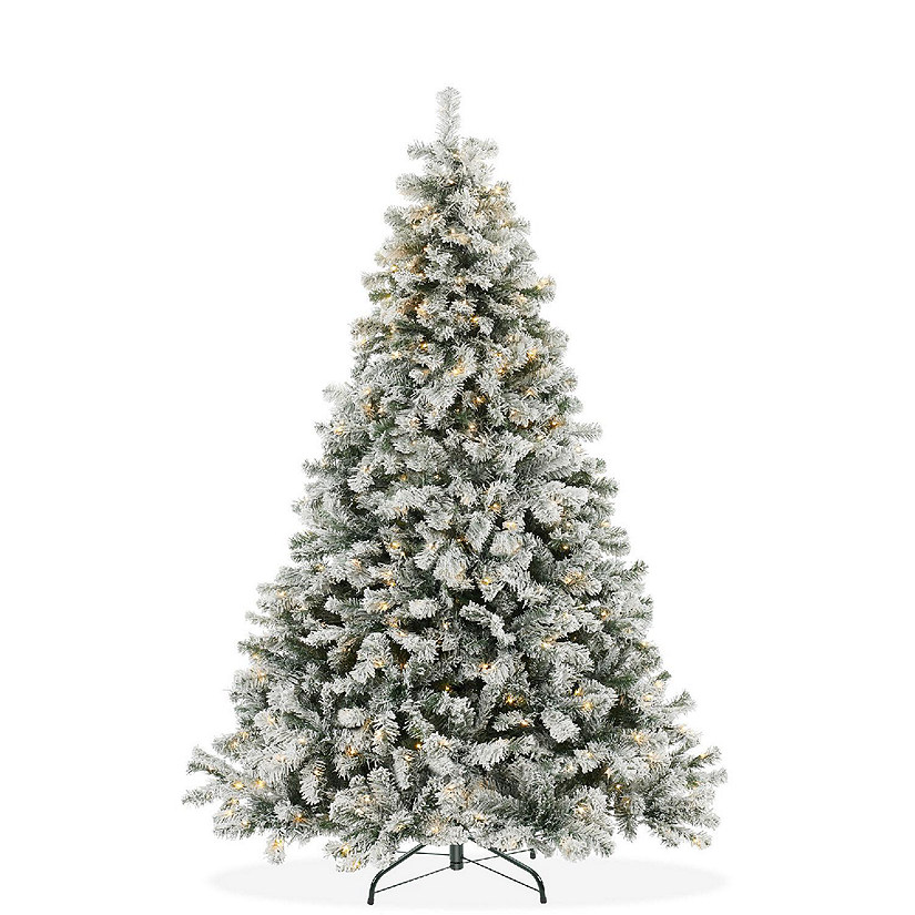 Casafield 6FT PreLit Snow Flocked Pine Artificial Christmas Tree, 9