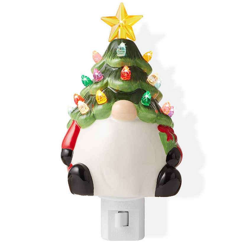 Casafield Ceramic Green Christmas Gnome Plug-in Decorative Night Light Image