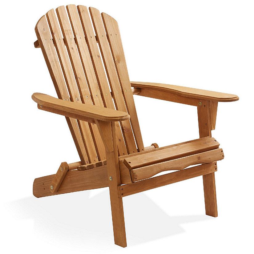Casafield Folding Adirondack Chair, Cedar Wood Outdoor Fire Pit Patio Seating - Natural Image
