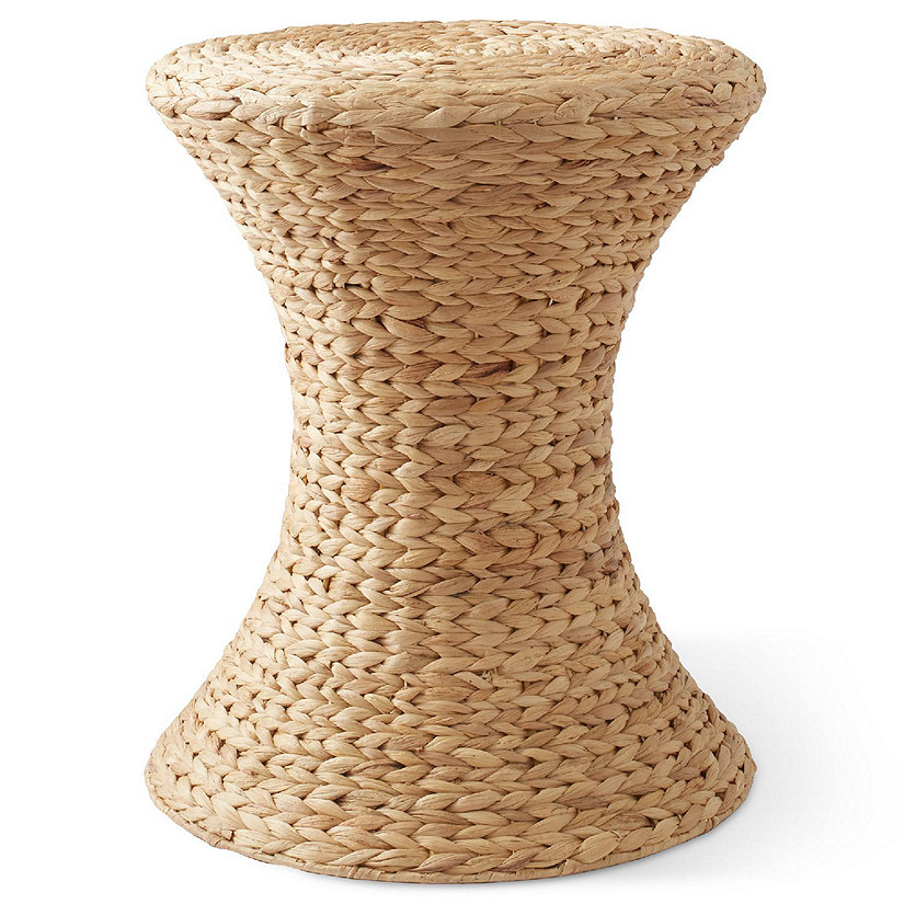 Casafield Hourglass Side Table, Water Hyacinth Wicker Round End Table, Boho Accent Table Image