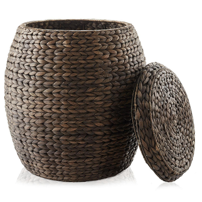 Casafield Round Hyacinth Storage Basket/Hamper/Planter for Laundry, Blankets - Espresso Image