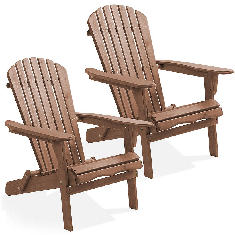Casafield Set of 2 Folding Adirondack Chairs, Wood Outdoor Fire Pit Patio Seating, Espresso Image