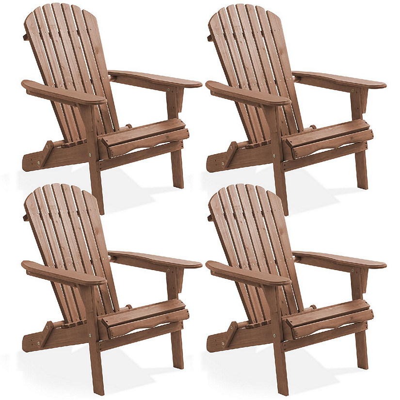 Casafield Set of 4 Folding Adirondack Chairs, Wood Outdoor Fire Pit Patio Seating, Espresso Image