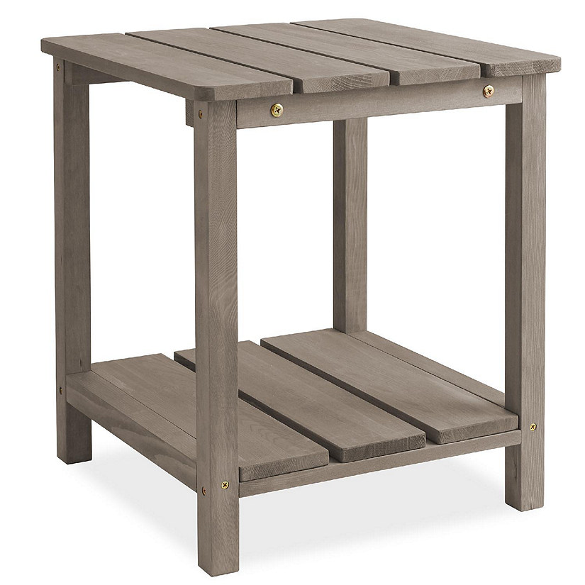 Casafield Wood Adirondack Side Table with Shelf for Patio and Deck, Gray Image