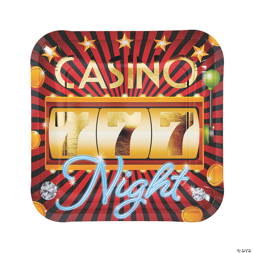 Casino Night 777 Square Paper Dinner Plates - 8 Ct. Image