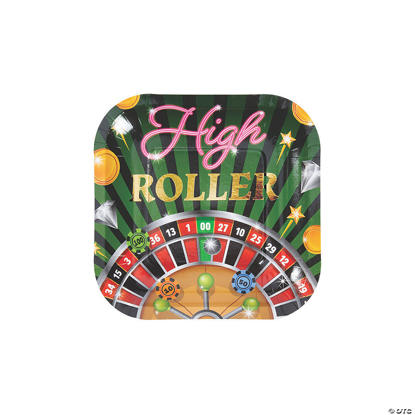 Casino Night High Roller Square Paper Dessert Plates - 8 Ct. Image