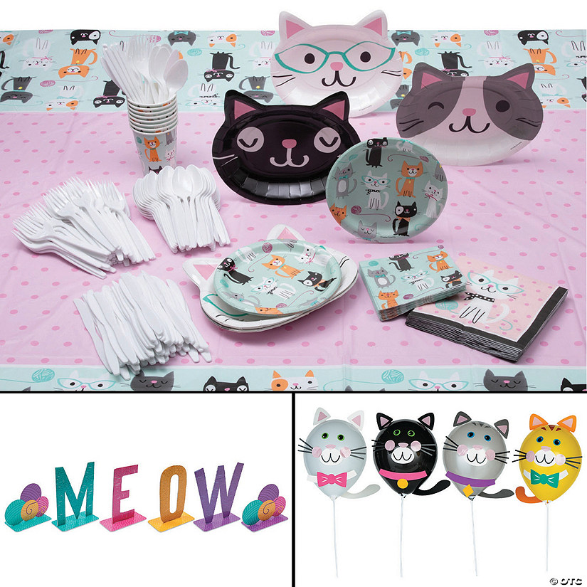 Cat Party Deluxe Tableware Kit for 8 Guests Image