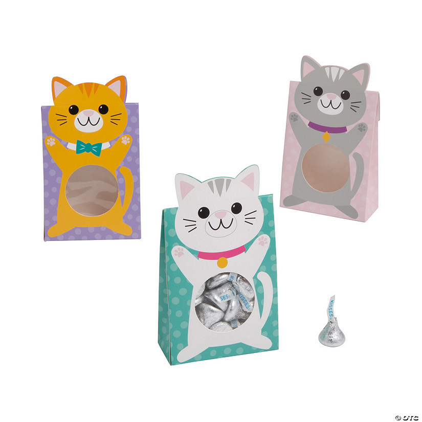 Cat Party Favor Boxes with Window &#8211; 12 Pc. Image