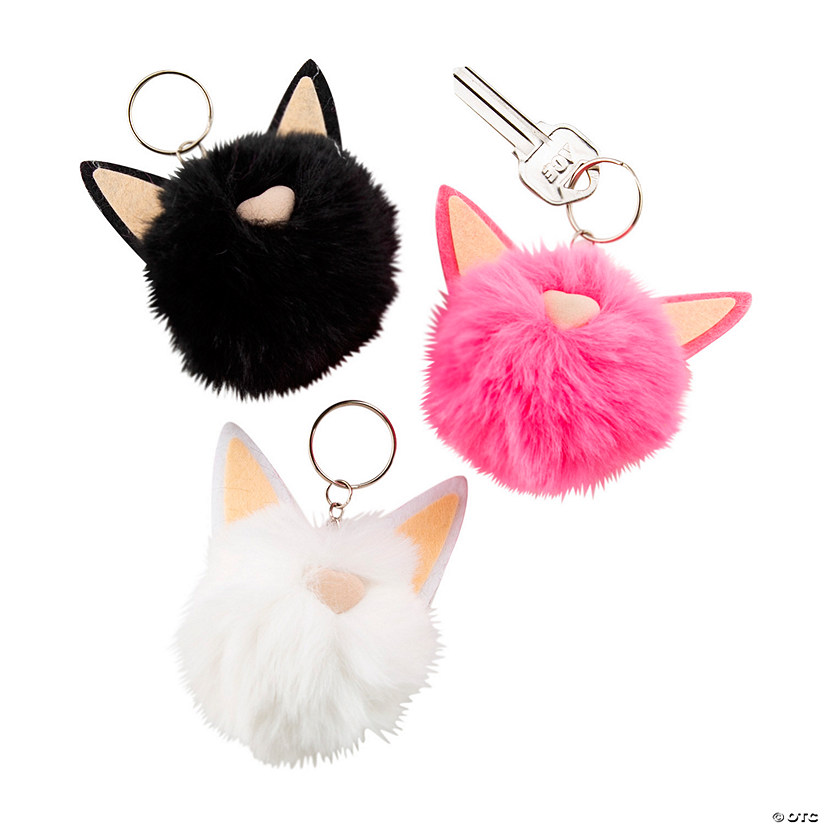 Cat Pom-Pom Keychains - 12 Pc. Image