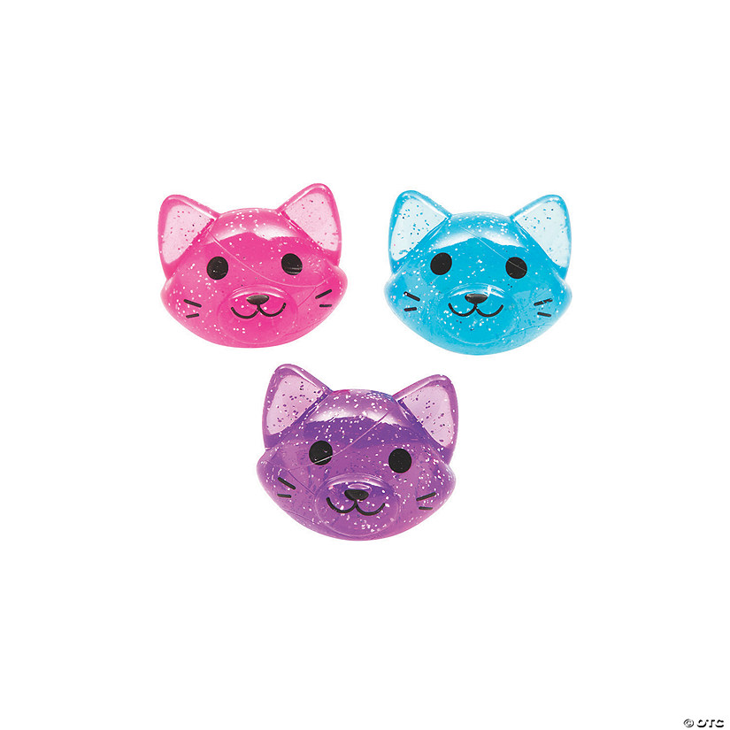 Cat-Shaped Bouncy Balls - 12 Pc. Image