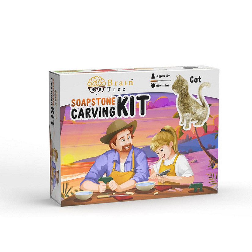 Cat Soapstone Carving Kit and Whittling, Carve Your Own Sculpture Image