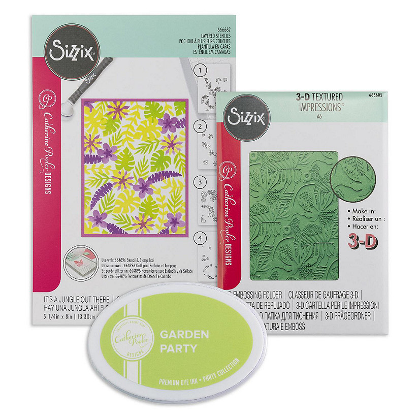 Catherine Pooler X Sizzix Bundle 2-It's A Jungle Stencil &amp; Emboss Folder Image