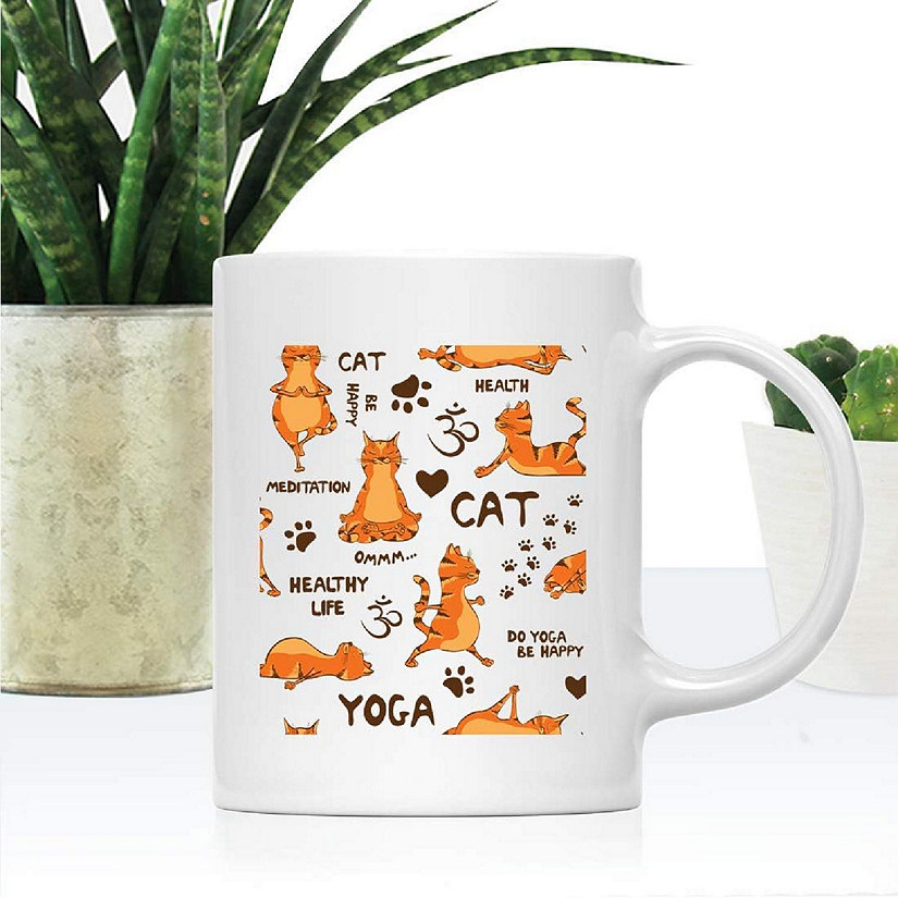 Cats Do Yoga Be Happy Ceramic Mug Image