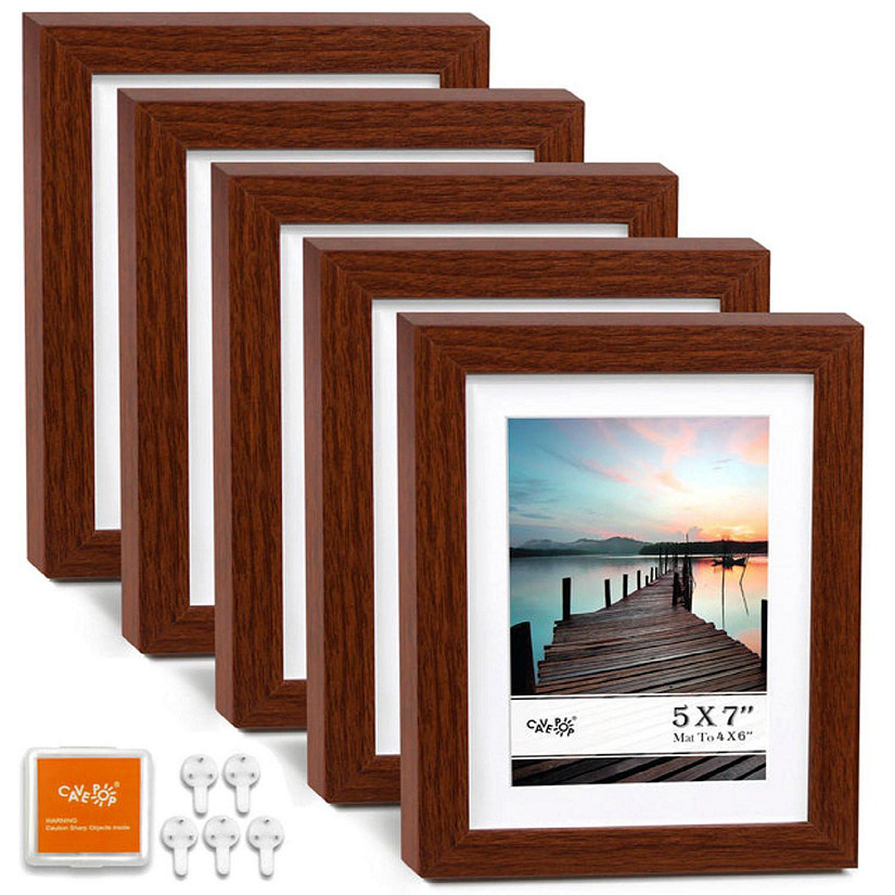 4X6 Picture Frame Set of 2, Small Photo Frames with Walnut Wood