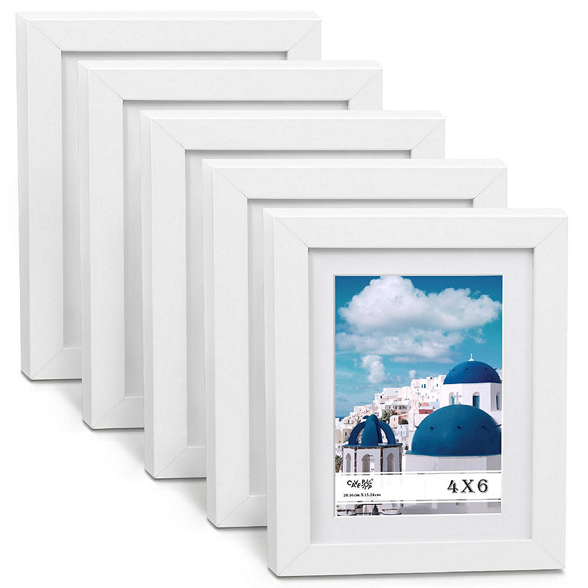 Cavepop 5x7 White Picture Frame with 4x6 with Mat Set of 5 Oriental