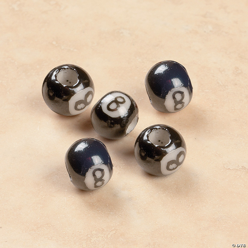 Ceramic Billiards 8Ball Beads 9mm Discontinued