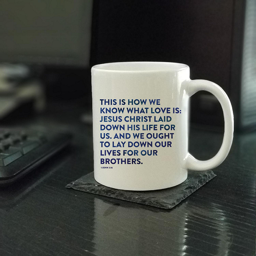 Ceramic Mug Bible Verse 1 John 3:16 Image