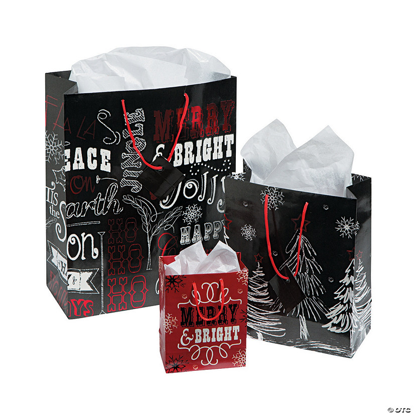Chalkboard Christmas Gift Bag Assortment Discontinued