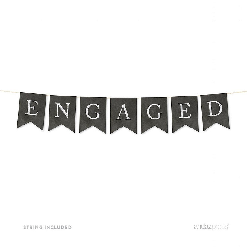 Chalkboard Engaged Bunting - 4 x 5.5 Inch Image