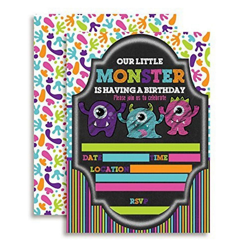 Chalkboard Monster Birthday Invitations 40pcs. by AmandaCreation Image