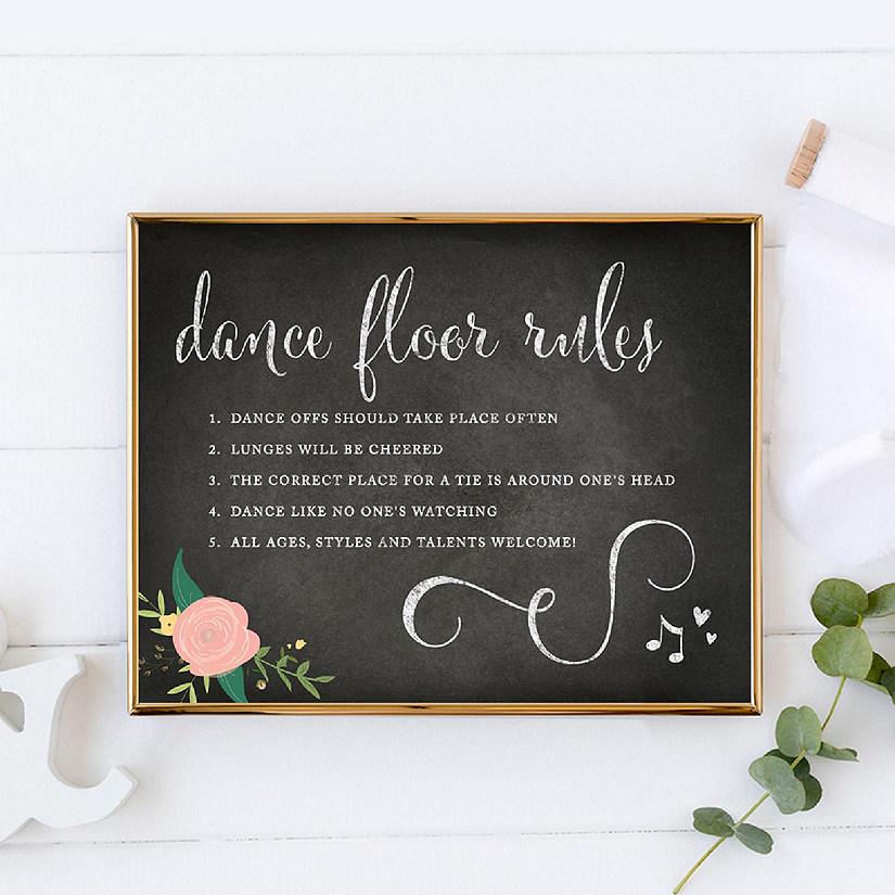 Chalkboard Pink Coral Dance Rules 8.5x11 Image