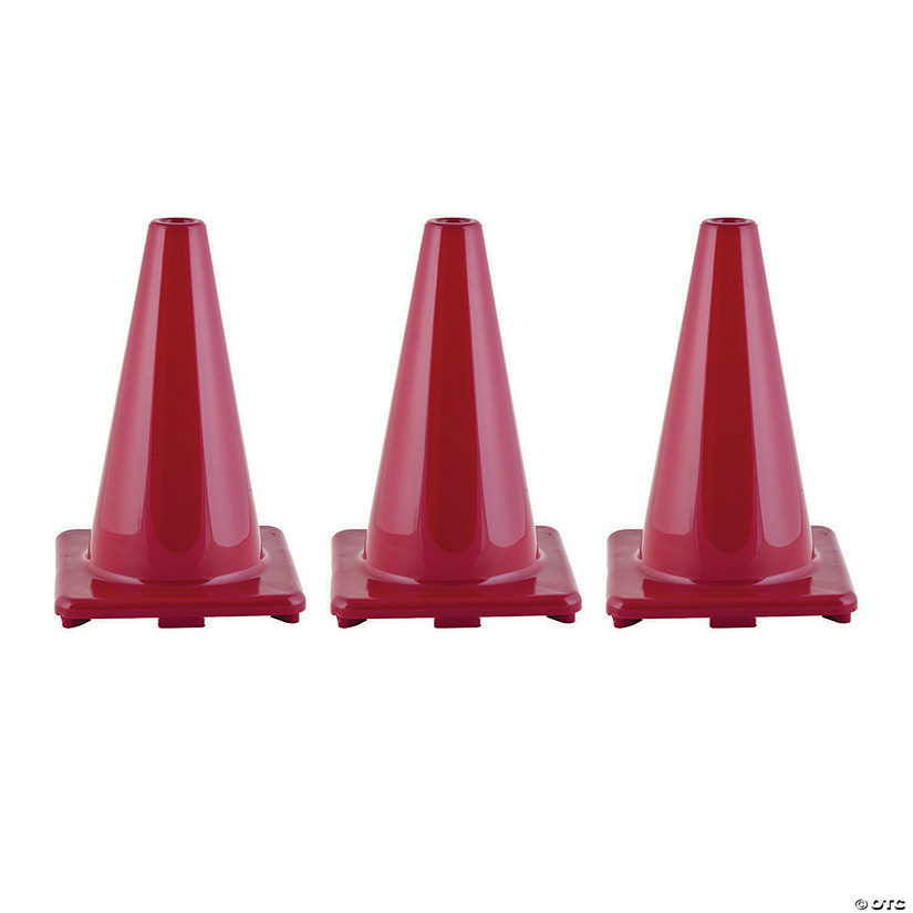 Champion Sports Hi-Vis Vinyl Cone, 12", Red, Pack of 3 Image