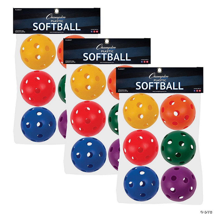 Champion Sports Plastic Softballs, 6 Per Set, 3 Sets Image