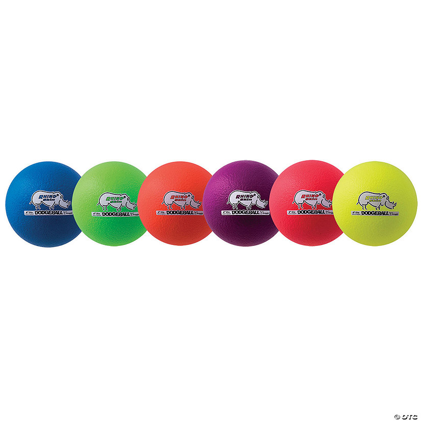 Champion Sports Rhino Skin 6" Low Bounce Dodgeball Set, Assorted Neon Colors, Set of 6 Image