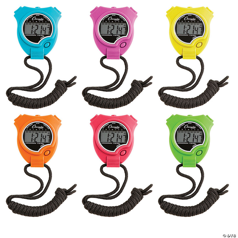 Champion Sports Stop Watch, Neon Colors, Set of 6 Image